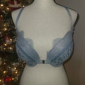 Victoria’s Secret Dream Angels Blue Lace Accent Padded Push Up Bra Size 34DD